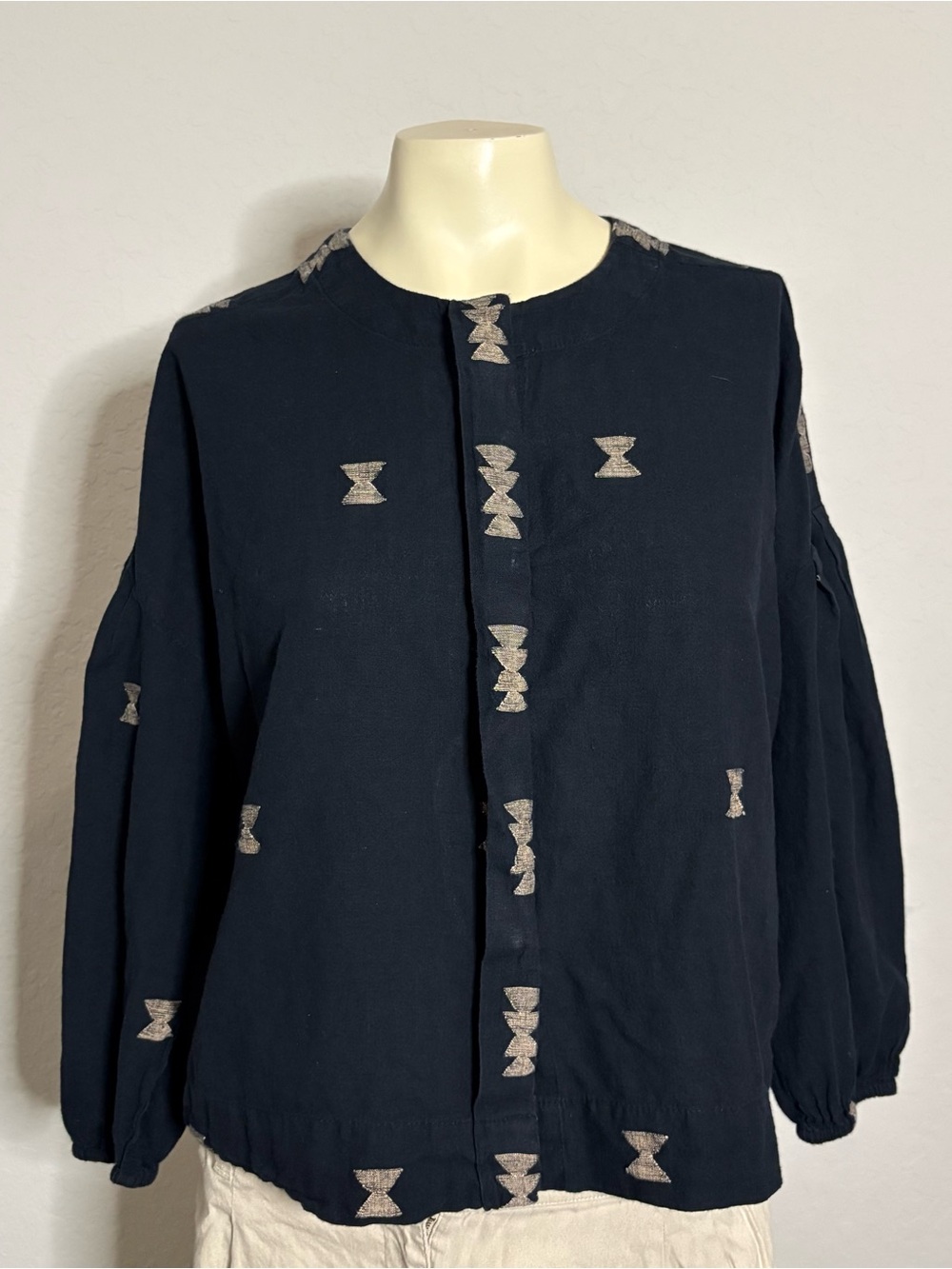 MIRTH Handmade Edition Blouse Top Size Small Ethical Embroidered Woven Cotton
